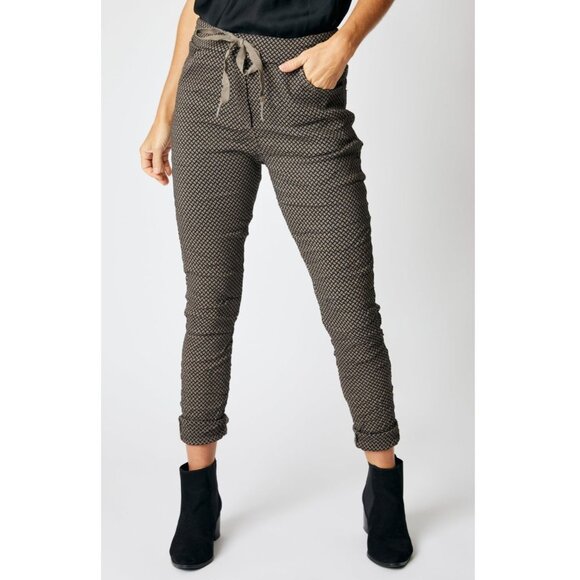 Venti6 Venti 6 Italy Drawstring Jogger Pants Crisscross Pattern Brown Size Small - Picture 1 of 4
